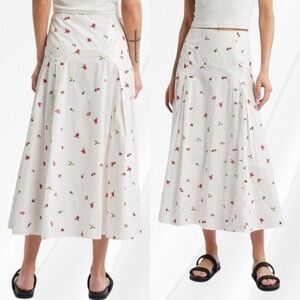 solid & striped Women's White The Gael Embroidered Midi Skirt sizeSMALL